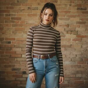 Maeve by Anthropologie Ribbed Stripe Turtleneck | Size S